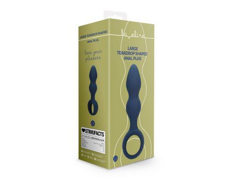 Korek analny silikonowy Loveline łezkowaty duży niebieski 12 cm