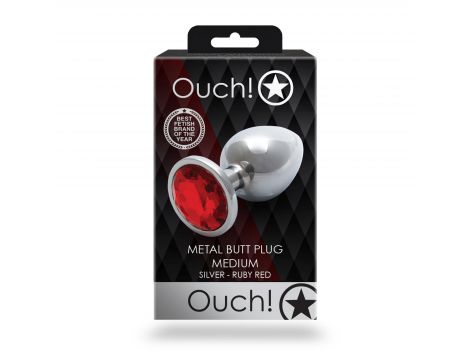 Aluminiowy korek analny z klejnotem Ouch średni 7 cm