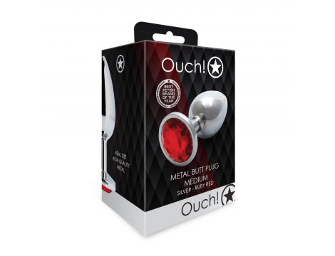 Aluminiowy korek analny z klejnotem Ouch średni 7 cm - 3