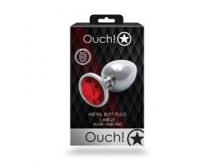Duży aluminiowy korek analny z klejnotem Ouch! 8 cm