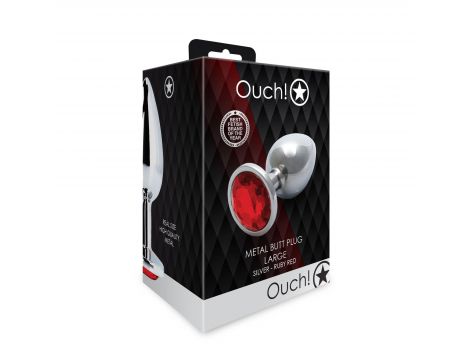 Duży aluminiowy korek analny z klejnotem Ouch! 8 cm - 3