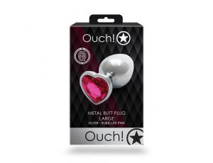 Duży korek analny z klejnotem serca Ouch!