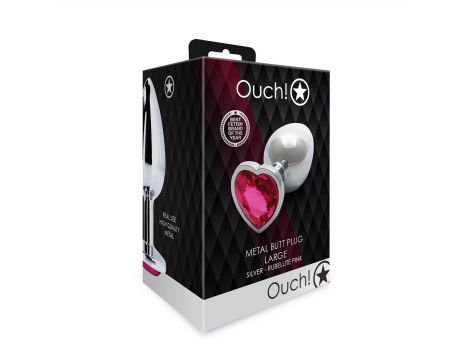 Duży korek analny z klejnotem serca Ouch! - 3