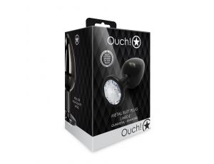 Duży korek analny z okrągłym klejnotem Ouch! 8 cm