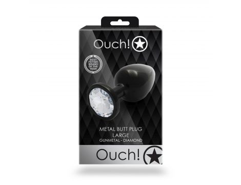 Duży korek analny z okrągłym klejnotem Ouch! 8 cm - 2