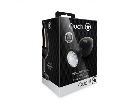 Duży korek analny z okrągłym klejnotem Ouch! 8 cm