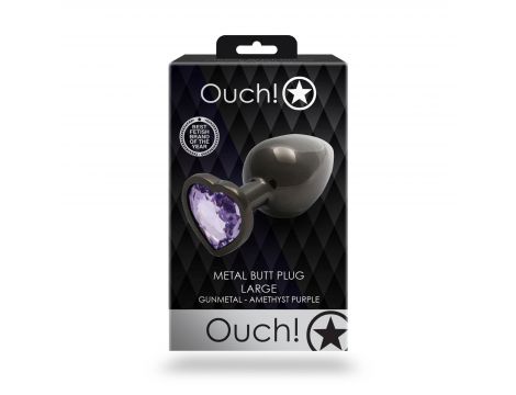 Korek analny Heart Gem Ouch! duży aluminiowy 8 cm - 2