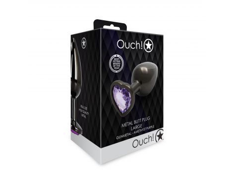 Korek analny Heart Gem Ouch! duży aluminiowy 8 cm