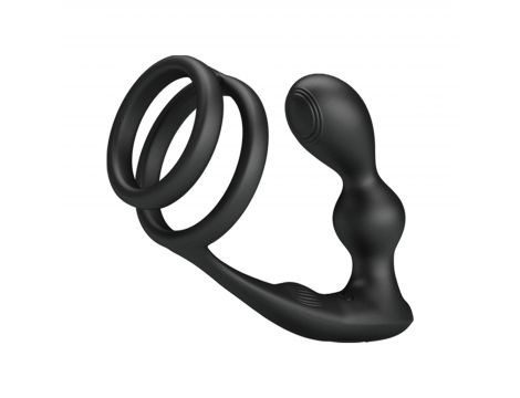 Pierścień erekcyjny z wibrującym korkiem analnym Pretty Love silikonowy USB - 3