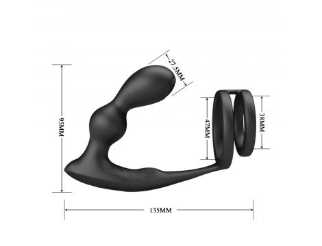 Pierścień erekcyjny z wibrującym korkiem analnym Pretty Love silikonowy USB - 7