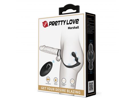 Pierścień erekcyjny z wibrującym korkiem analnym Pretty Love silikonowy USB - 8