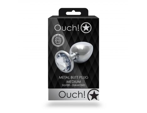 Średni aluminiowy korek analny z klejnotem Ouch! 7 cm - 2