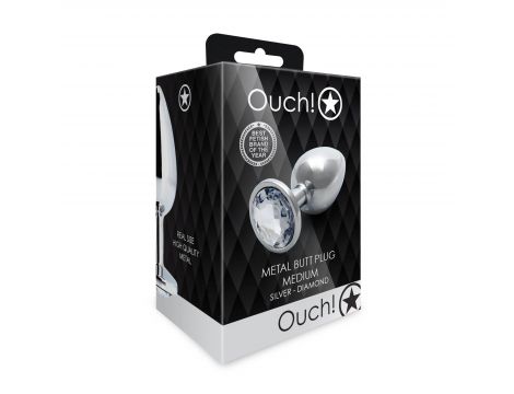Średni aluminiowy korek analny z klejnotem Ouch! 7 cm - 3