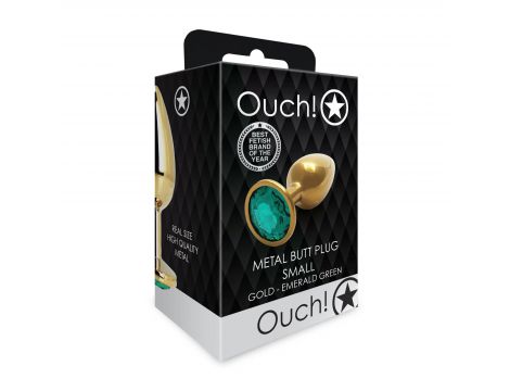 Zatyczka analna z klejnotem Ouch złota mała 6 cm - 3