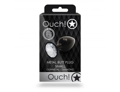 Korek analny z okrągłym klejnotem Ouch mały aluminiowy 6 cm - 2