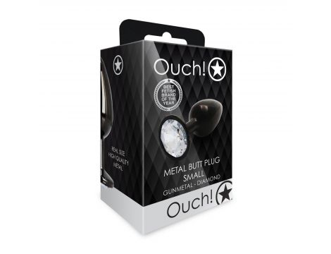 Korek analny z okrągłym klejnotem Ouch mały aluminiowy 6 cm - 3