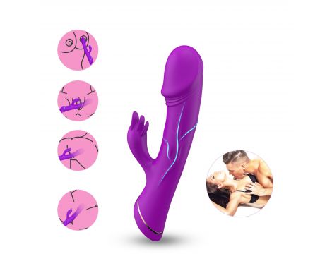 Wibrator króliczek Rubberco fioletowy silikonowy 9 wibracji wodoodporny - 7