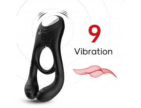 Pierścień erekcyjny wibrujący Veyron czarny 9 trybów USB silikonowy - 9
