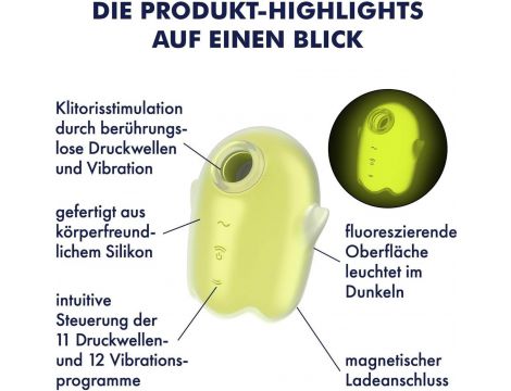 Stymulator łechtaczki Satisfyer Glowing Ghost żółty USB - 3