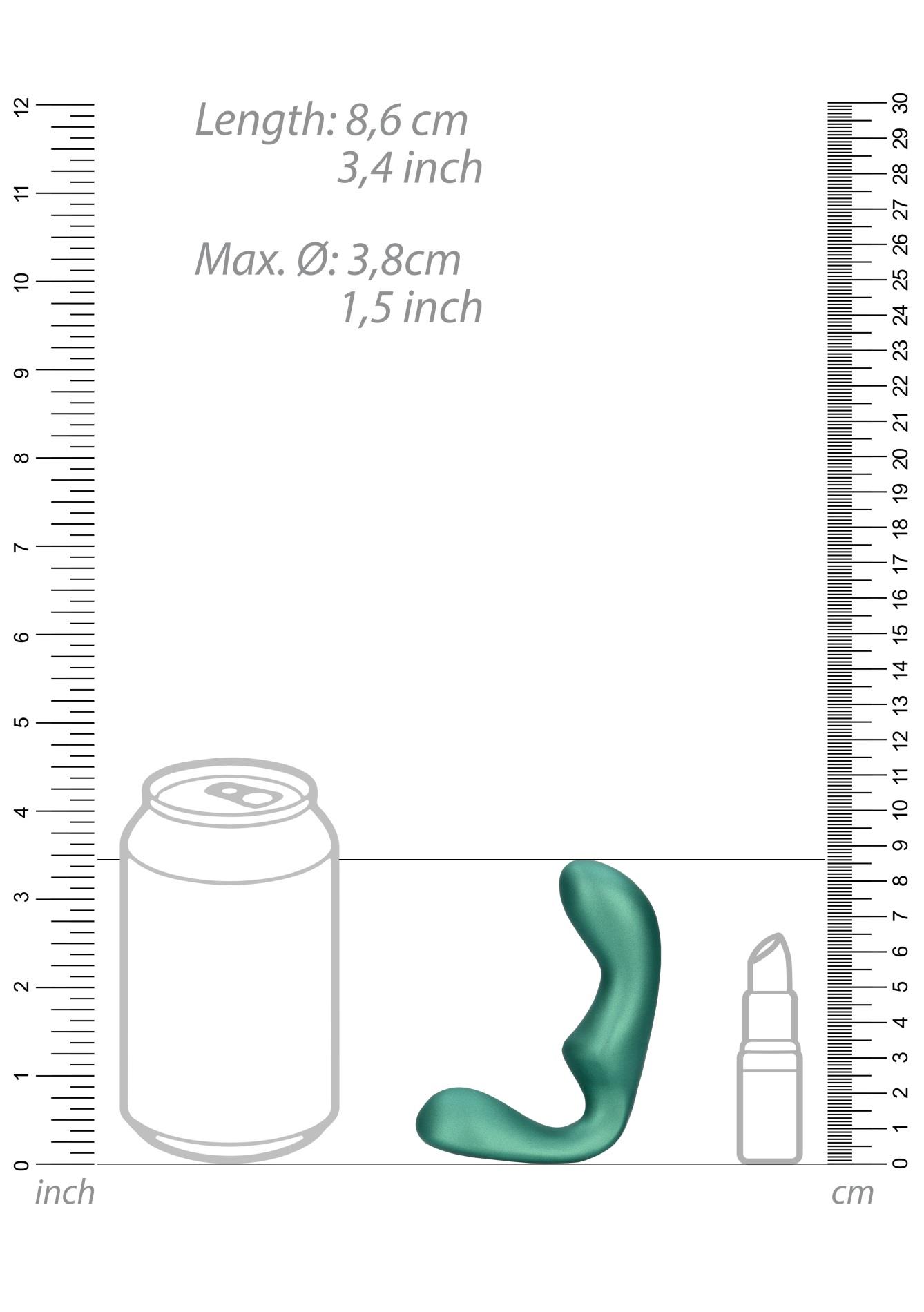 pointed vibrating prostate massager with remote control - metallic green