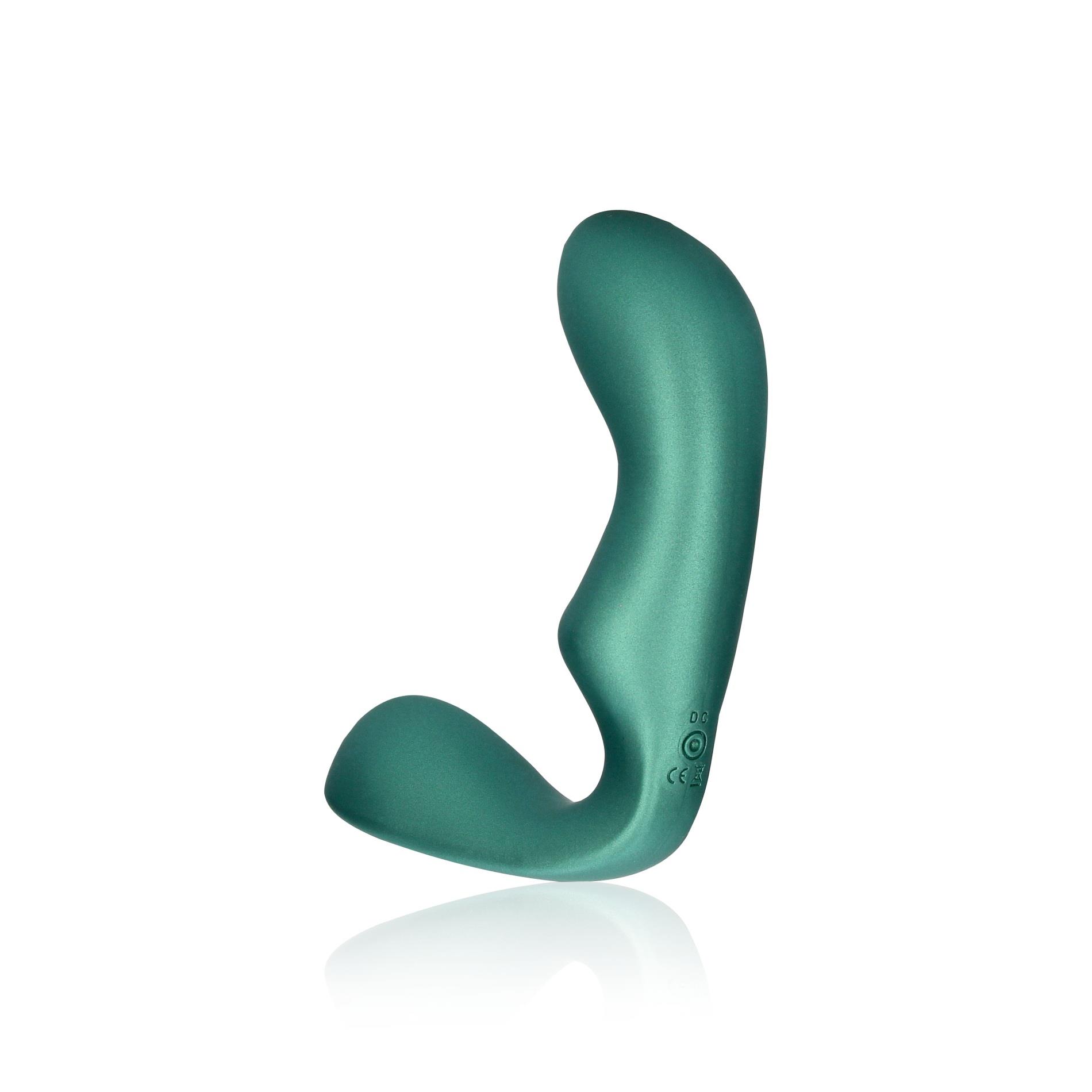 pointed vibrating prostate massager with remote control - metallic green