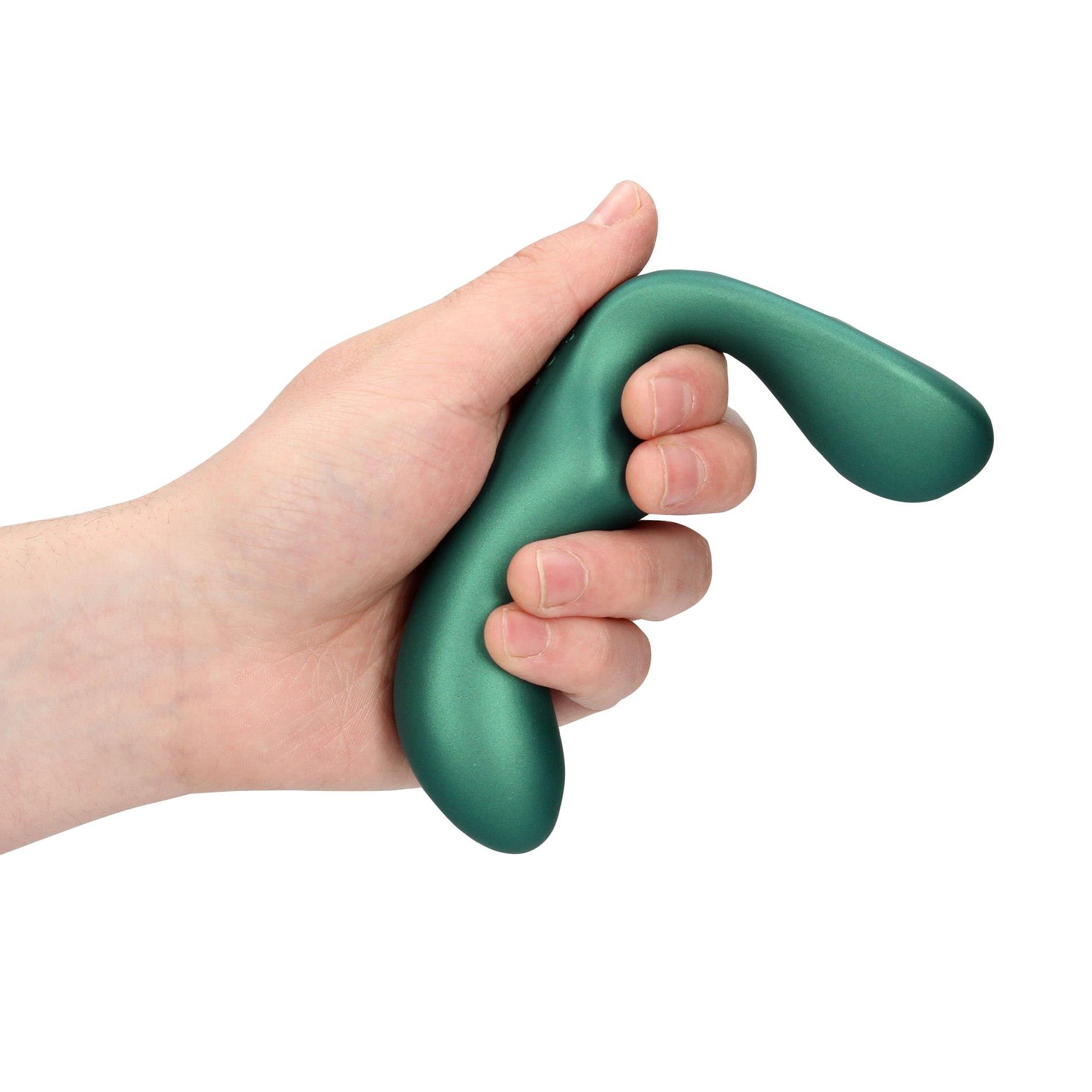 pointed vibrating prostate massager with remote control - metallic green