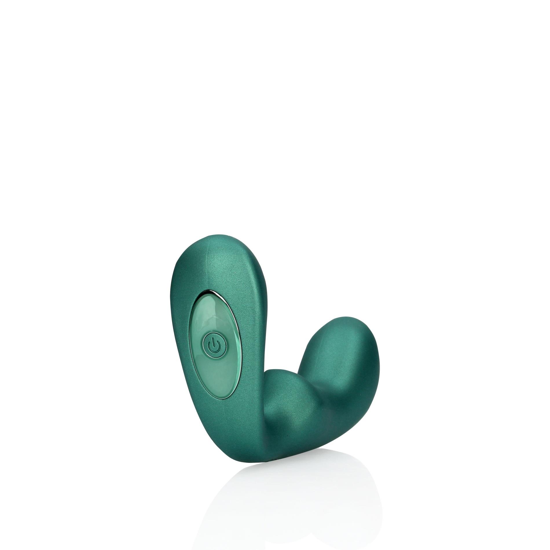 pointed vibrating prostate massager with remote control - metallic green
