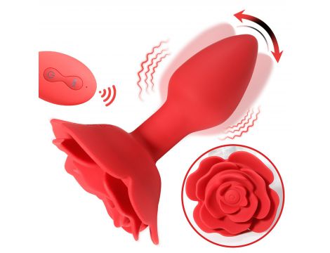 Wibrujący obracający korek analny Róża B Series Cute silikonowy USB - 10