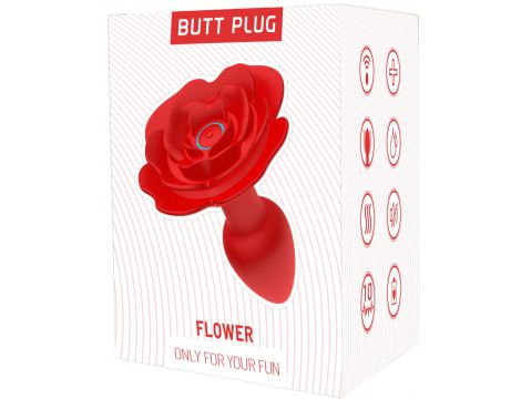 Wibrujący obracający korek analny Róża B Series Cute silikonowy USB - 11
