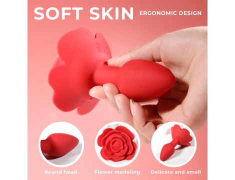 Wibrujący obracający korek analny Róża B Series Cute silikonowy USB - 12