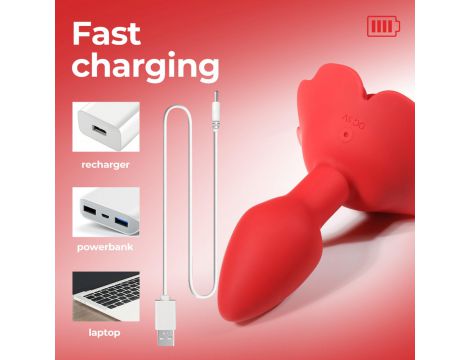 Wibrujący obracający korek analny Róża B Series Cute silikonowy USB - 16