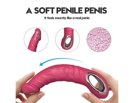 Wibrator realistyczny silikonowy B Series Cute różowy USB wodoodporny - 9