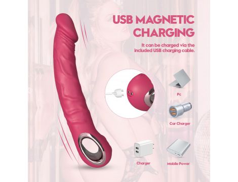 Wibrator realistyczny silikonowy B Series Cute różowy USB wodoodporny - 11