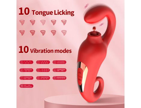 Silikonowy stymulator łechtaczki Merfi liżący języczek 10 wibracji USB - 13