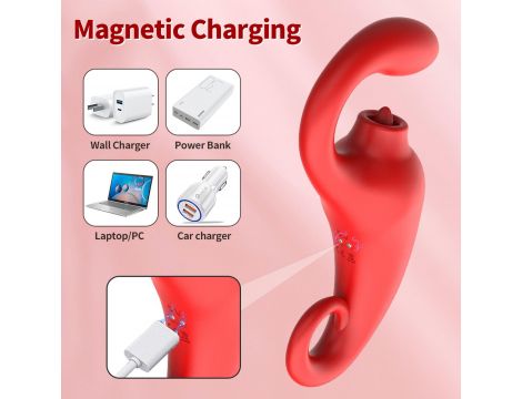 Silikonowy stymulator łechtaczki Merfi liżący języczek 10 wibracji USB - 14