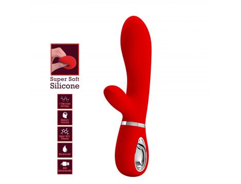 Wibrator silikonowy króliczek punktu G Pretty Love Thomas czerwony USB - 2
