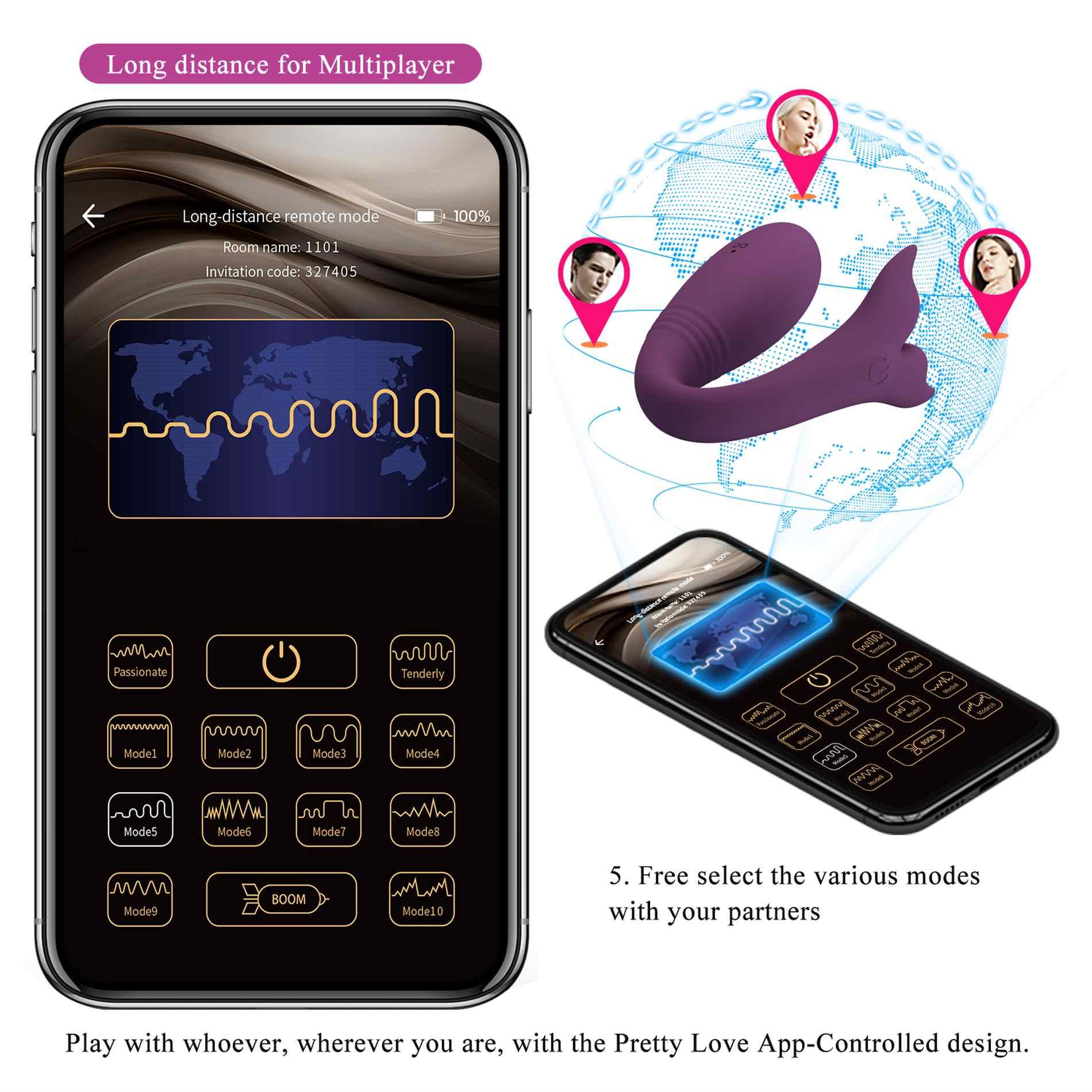 Pretty Love - Jayleen, 12 Vibration Functions Mobile App Long-Distance