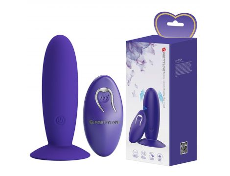 Wibrujący korek analny Pretty Love niebieski z pilotem 12 funkcji - 3