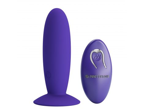 Wibrujący korek analny Pretty Love niebieski z pilotem 12 funkcji - 2