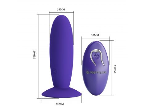 Wibrujący korek analny Pretty Love niebieski z pilotem 12 funkcji - 4