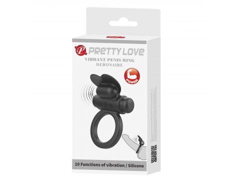 Pierścień erekcyjny wibrujący Pretty Love Debenaire czarny 10 funkcji - 9