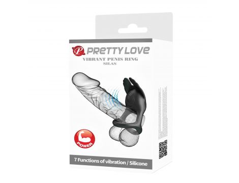 Pierścień wibrujący erekcyjny Pretty Love Silas czarny silikonowy 7 trybów - 11
