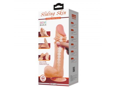 Dildo realistyczne Baile Sliding Skin cieliste giętkie 24 cm z przyssawką - 10