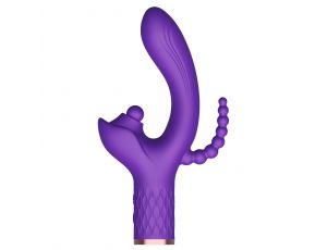 Wibrator Patty silikonowy stymulator łechtaczki z wypustką analną USB