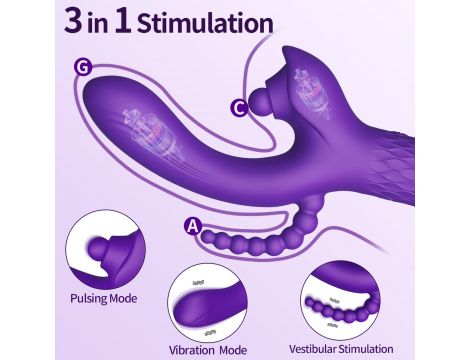 Wibrator Patty silikonowy stymulator łechtaczki z wypustką analną USB - 2