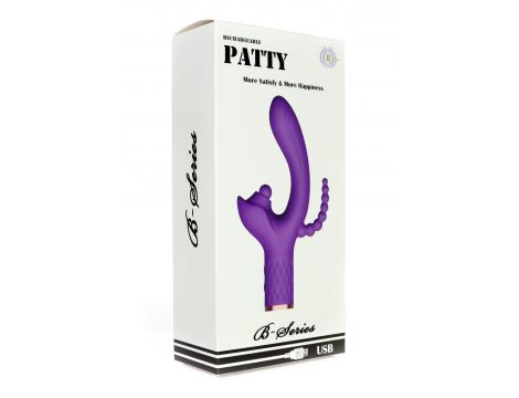Wibrator Patty silikonowy stymulator łechtaczki z wypustką analną USB - 12