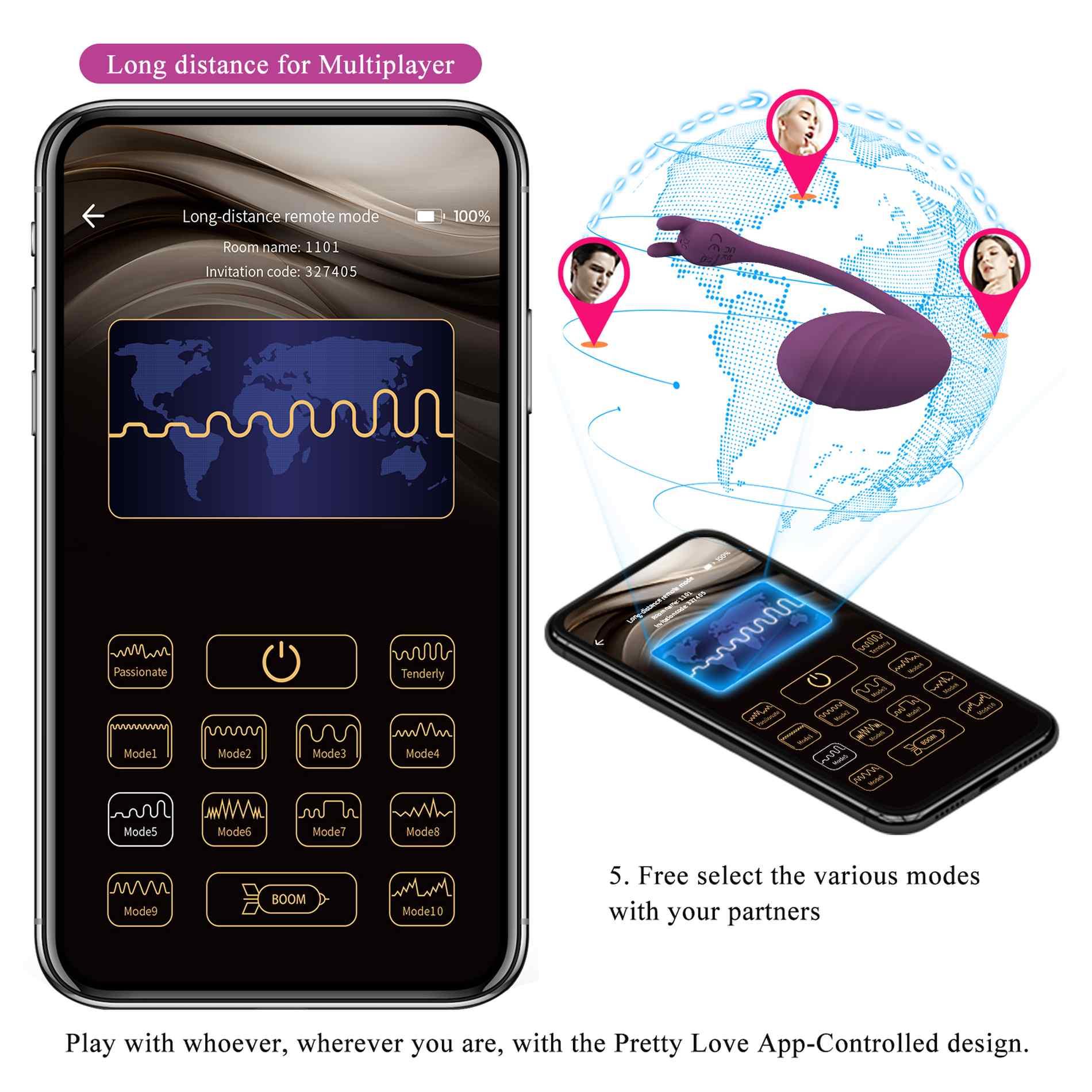 Pretty Love - Catalina, 12 Vibration Functions Mobile App Long-Distance Co