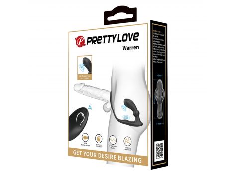 Pierścień erekcyjny z wibrującą wtyczką analną Pretty Love Warren czarny - 10