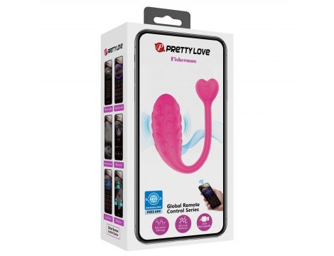Jajeczko wibrujące Pretty Love Fisherman różowe z aplikacją 12 trybów - 8