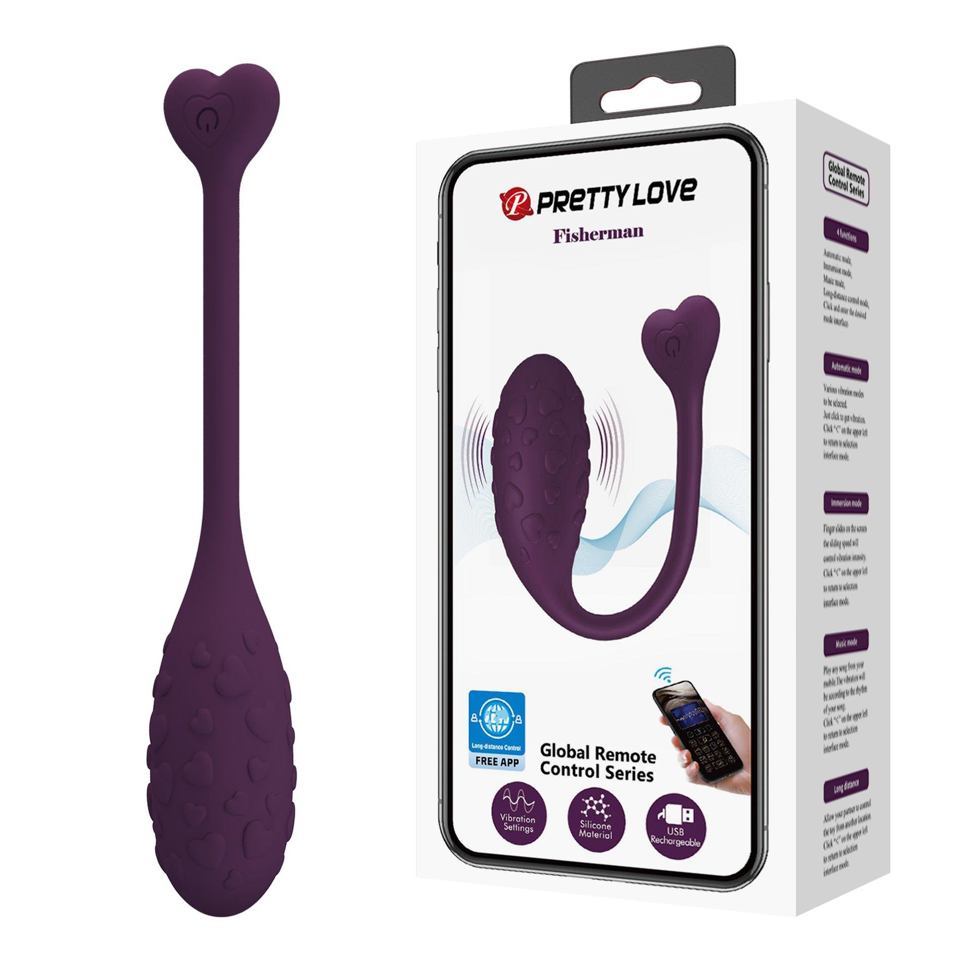 pretty love - fisherman purple, 12 vibration functions mobile app remote